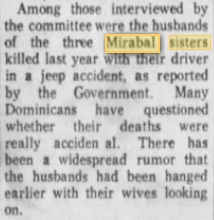 mirabal sisters husbands interviwd by OAS in 1961 june-lies that they were hung in front of the wives